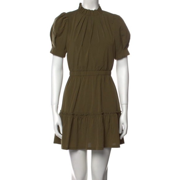 ALICE + OLIVIA Vida Puff Sleeve Dress (Olive / size US 6) - Picture 5 of 8